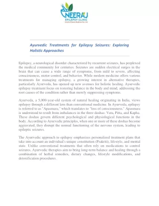 Ayurvedic Treatments for Epilepsy Seizures