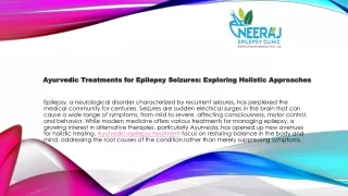 Ayurvedic Treatments for Epilepsy Seizures
