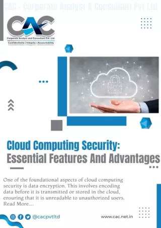 Cloud Computing Security - Essential Features And Advantages