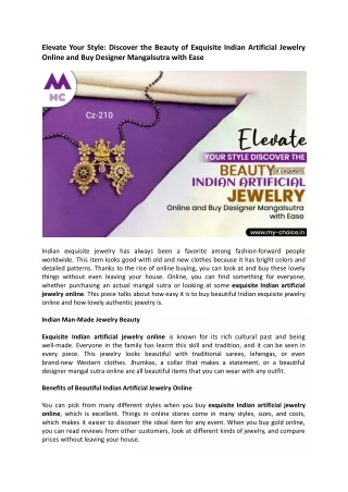 Elevate Your Style_ Discover the Beauty of Exquisite Indian Artificial Jewelry Online and Buy Designer Mangalsutra with