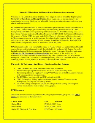 University Of Petroleum And Energy Studies