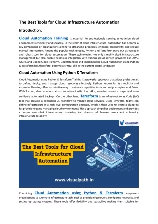 AWS Automation with Terraform Training | Cloud Automation Training in Hyderabad