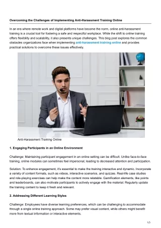 Overcoming the Challenges of Implementing Anti-Harassment Training Online