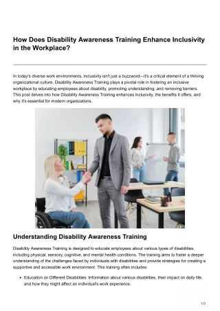 How Does Disability Awareness Training Enhance Inclusivity in the Workplace