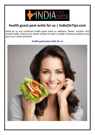 health guest post write for us | IndiaOnTips.com