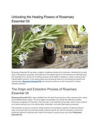 Unlocking the Healing Powers of Rosemary Essential Oil