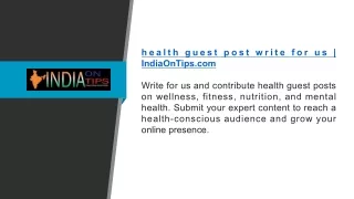 health guest post write for us | IndiaOnTips.com