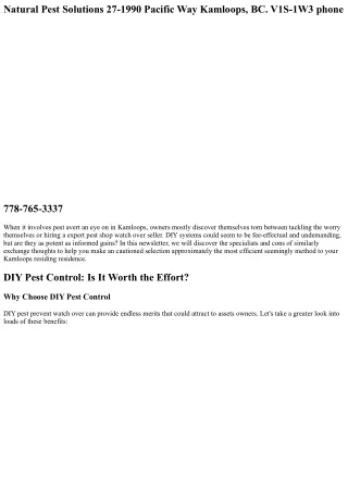DIY vs Professional Pest Control: Which is Best for Kamloops Homes?