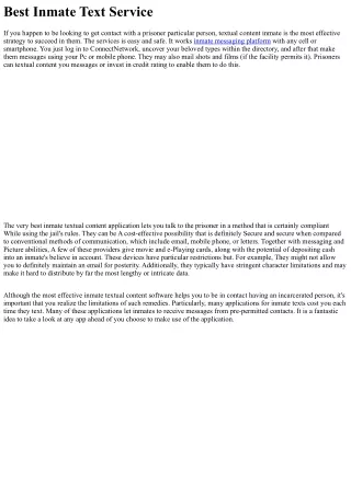 Finest Inmate Textual content Services