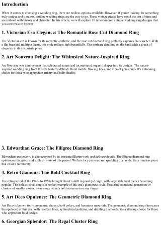 10 Time-Honored Antique Wedding Ring Designs to Treasure Forever
