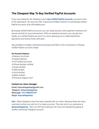 Buy Verified PayPal Accounts To Our Site