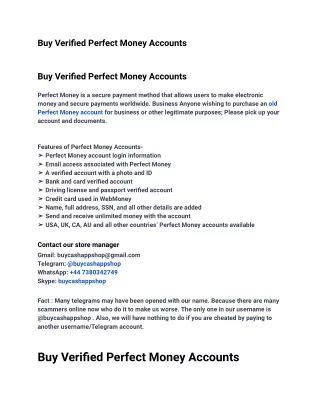 Buy Verified Perfect Money Accounts To Our Site