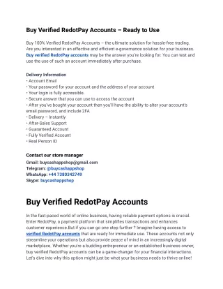 The 9.3 Ultimate Site for Buy Verified RedotPay Accounts