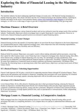 Exploring the Rise of Financial Leasing in the Maritime Industry