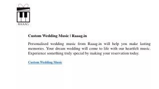 Custom Wedding Music Raaag.in