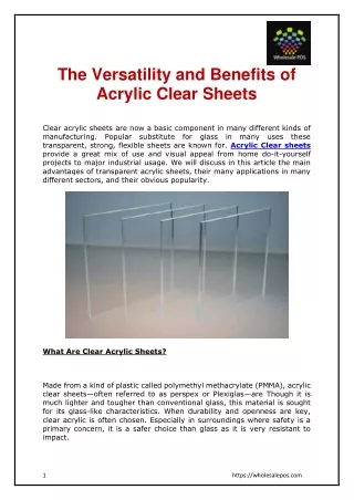 The Versatility and Benefits of Acrylic Clear Sheets