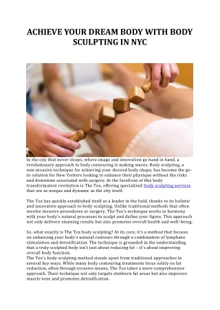 Achieve Your Dream Body With Body Sculpting In NYC