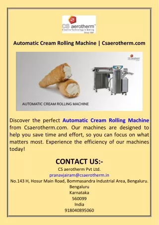 Automatic Cream Rolling Machine  Csaerotherm.com