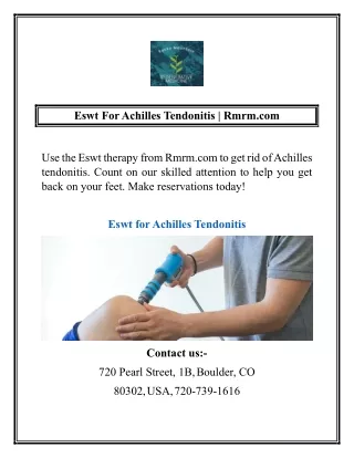 Eswt For Achilles Tendonitis | Rmrm.com