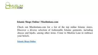 Islamic Shops Online  Muslimlane.com
