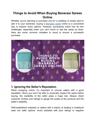 Things to Avoid When Buying Banarasi Sarees Online