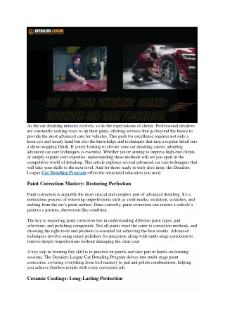 Rev Up Your Detailing Career: Advanced Car Care Techniques