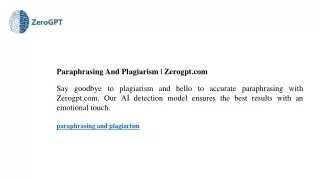 Paraphrasing And Plagiarism  Zerogpt.com