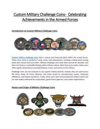 Custom Military Challenge Coins - Celebrating Achievements in the Armed Forces