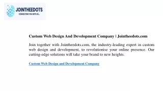 Custom Web Design And Development Company Jointheedots.com