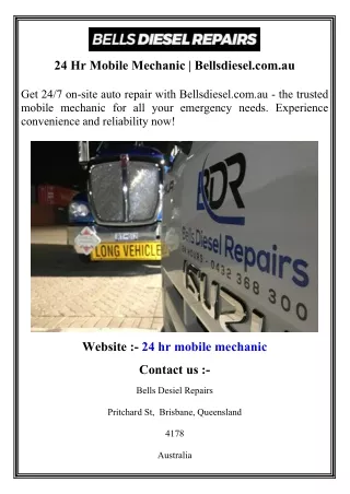 24 Hr Mobile Mechanic   Bellsdiesel.com.au