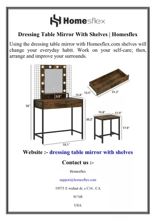 Dressing Table Mirror With Shelves   Homesflex