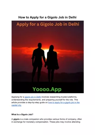 How to Apply for a Gigolo Job in Delhi: Simple Guide