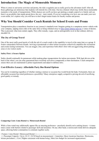 Why You Should Consider Coach Rentals for School Events and Proms