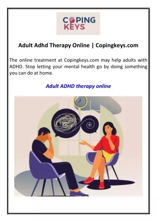 Adult Adhd Therapy Online  Copingkeys.com