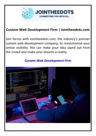 Custom Web Development Firm Jointheedots.com