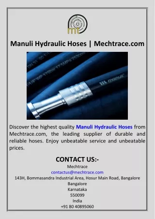 Manuli Hydraulic Hoses  Mechtrace.com