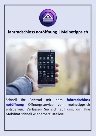 fahrradschloss notöffnung  Meinetipps.ch