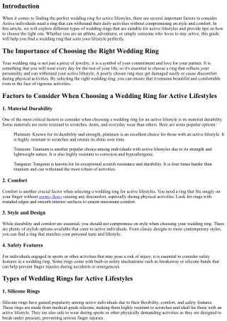 Finding the Perfect Wedding Ring for Active Lifestyles