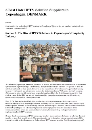 6 Best Hotel IPTV Solution Suppliers in Copenhagen, DENMARK
