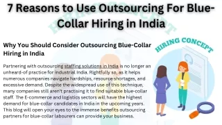 7 Reasons to Use Outsourcing For Blue-Collar Hiring in India