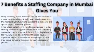 7 Benefits a Staffing Company in Mumbai Gives You