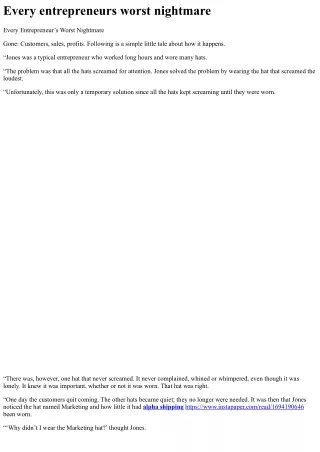 Every entrepreneurs worst nightmare