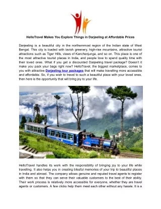 HelloTravel Makes You Explore Things in Darjeeling at Affordable Prices.docx