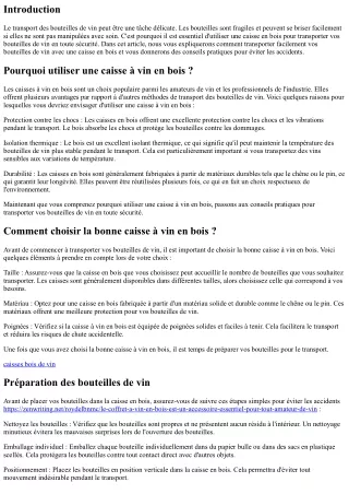 Comment transporter facilement vos bouteilles de vin avec une caisse en bois