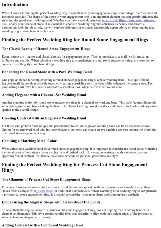 Finding the Perfect Wedding Ring to Complement Your Engagement Ring's Stone Shap