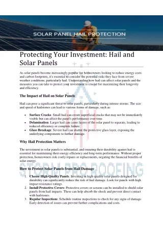 Hail and Solar Panels