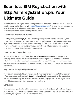 SeamlesSeamless SIM Registration with httpsimregistration.ph Your Ultimate Guide