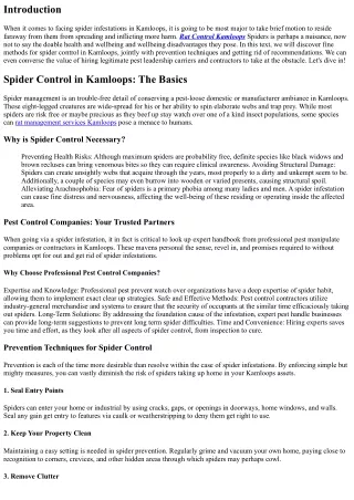 Spider Control in Kamloops: Preventing and Eliminating Spider Infestations