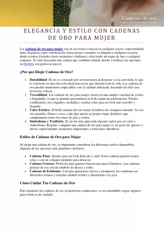 Elegancia y Estilo con Cadenas de Oro para Mujer