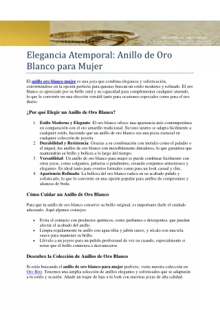 anillo oro blanco mujer
